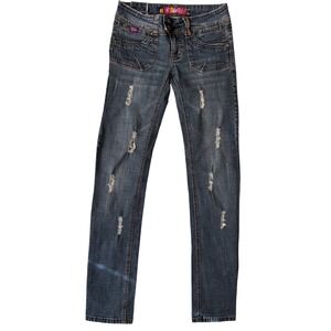 Hydraulic Classic Denim Distressed Skinny Jeans Blue Low Rise Size 20W 31 Inseam